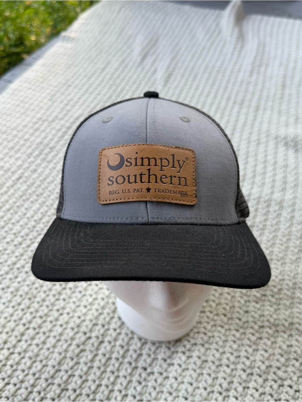 Simply Southern Trucker Hat Mens Snapback Leather Patch Country Dad Outdoor Moon